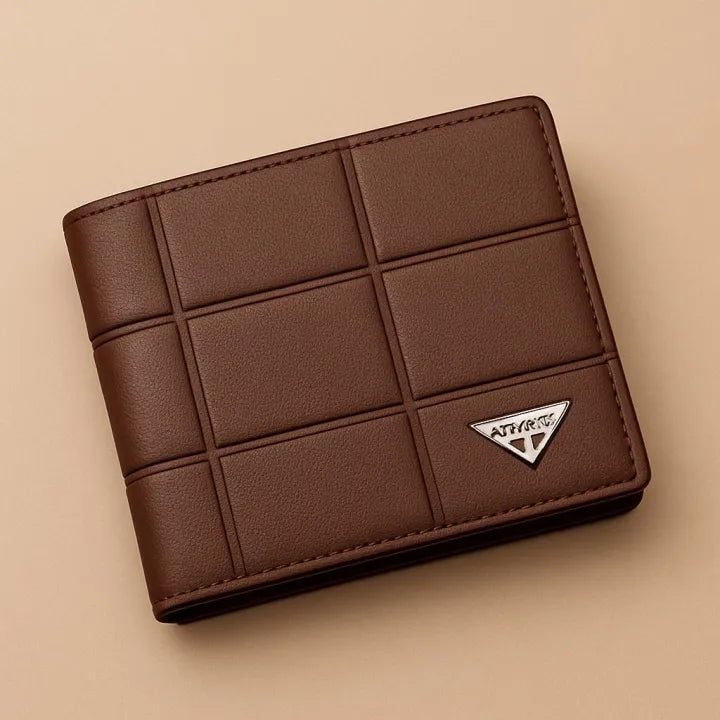 Men’s Premium Check Pattern Leather Wallet – Stylish Bifold Design