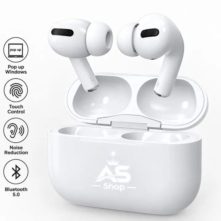 Pro 6 Hi-Fi Wireless Airbuds 5.0 Bluetooth Earphone Slim small size with Charging Case White