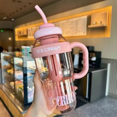 1300ML Large Capacity Detox Water Bottle with Straw for Girls | Leakproof Plastic Sports & Gym Mug
