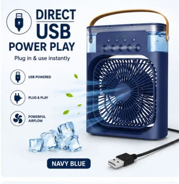 Portable Air Conditioner Fan 3 in 1 Mini Air Cooler with Humidifier Water Mist Spray USB Electric Desk Fan