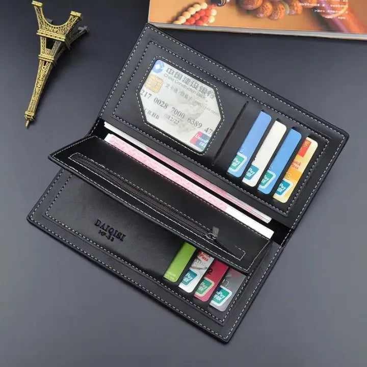 Men’s Premium Check Pattern Leather Wallet – Stylish Bifold Design