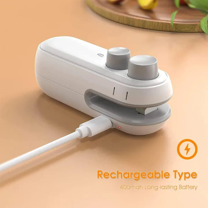Mini Seal Machine, 2 in 1 USB Rechargeable Magnetic Heat Sealing & Cutting, Portable Handheld Vacuum Sealer for Food, Snacks, Chips, Fresh Storage