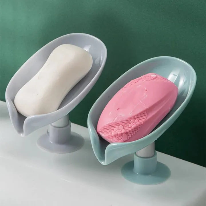 Premium Leaf-Shaped Suction Mount Soap Holder with Water Filtration Design for Bathroom