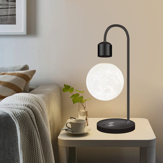 Floating Magnetic Levitating Moon Lamp – 360° Rotating 3D Printed Night Light with Touch Control