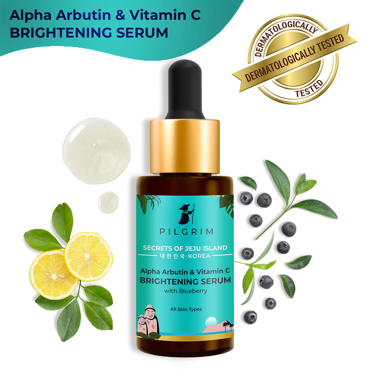 Pilgrim Alpha Arbutin & Vitamin C Brightening Serum (with Blueberry - 30ml)