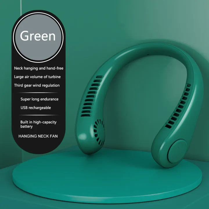 Portable Neck Fan, Hands Free Bladeless Fan, Headphone Design, USB Powered Desk Fan,3 Speeds