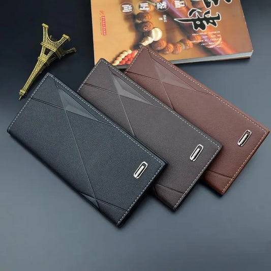 Wallet for Men – All-Season PU Leather Slim Long Bi-fold with Card Holder & Mobile Pocket