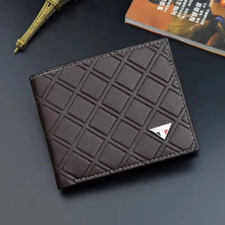 Men’s Premium Check Pattern Leather Wallet – Stylish Bifold Design