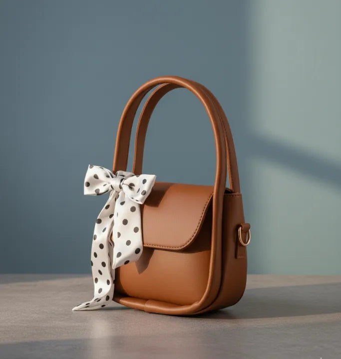 🎀 Elegant Ladies Multicolor Shoulder Bag 👜 | Fashion Crossbody Purse and top handle bag with Polka Dot Bow For Women