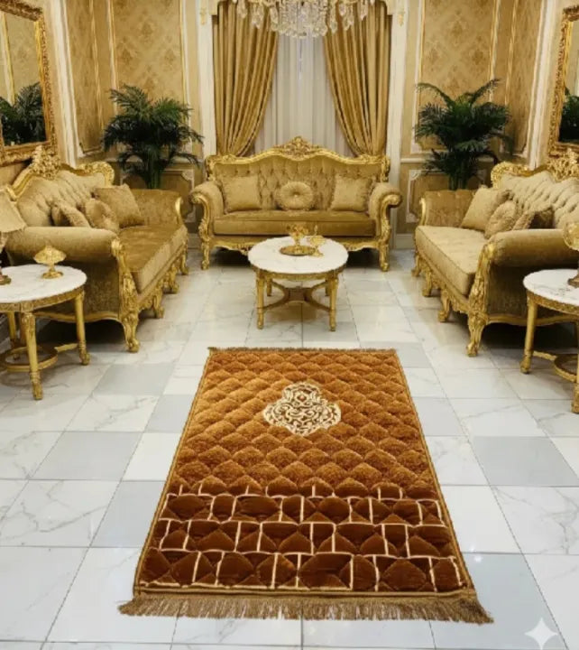 Premium Padded Prayer Mat Janamaz | Velvet Jaye Namaz | Soft Foam Prayer Rug | Jumbo Size | Quilted Embossed Luxury Design