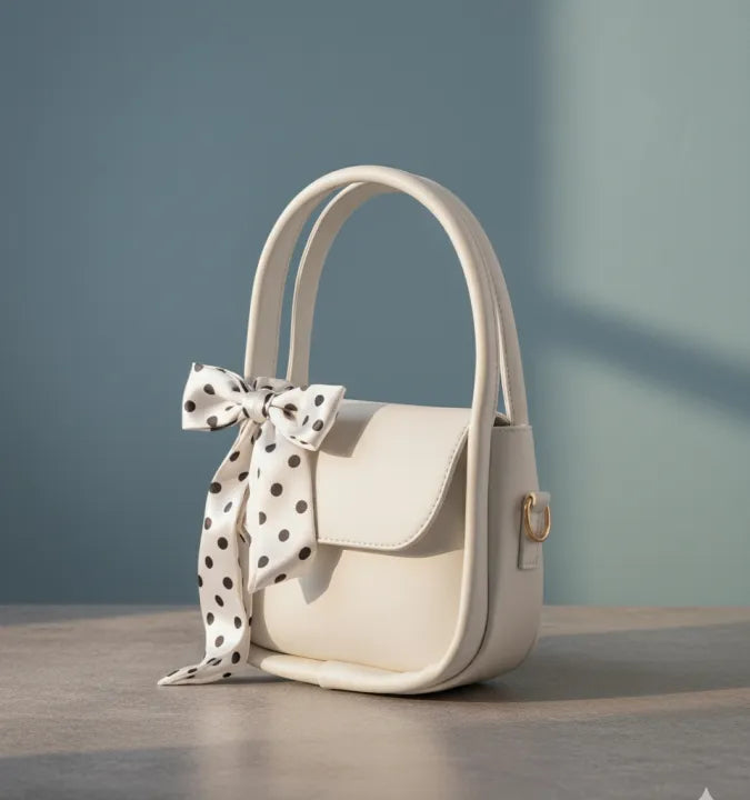 🎀 Elegant Ladies Multicolor Shoulder Bag 👜 | Fashion Crossbody Purse and top handle bag with Polka Dot Bow For Women