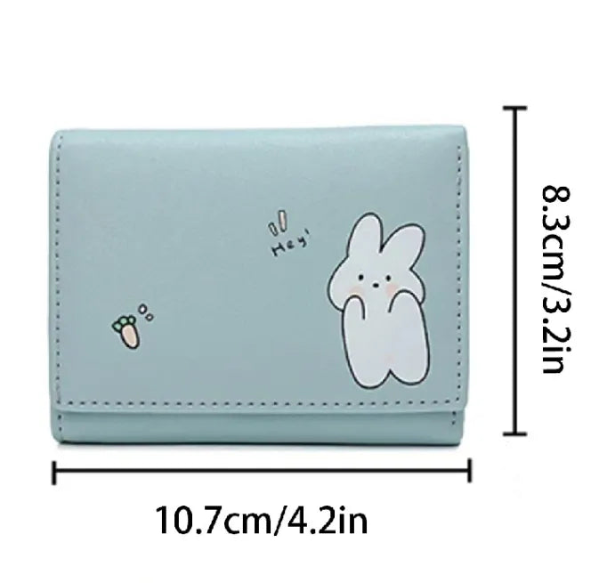 Essential Durable Synthetic Leather & Soft Lining Compact Tri-Fold Multi-Card Holder with Cute Design Wallet for Women and Girls