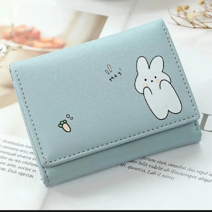 Essential Durable Synthetic Leather & Soft Lining Compact Tri-Fold Multi-Card Holder with Cute Design Wallet for Women and Girls