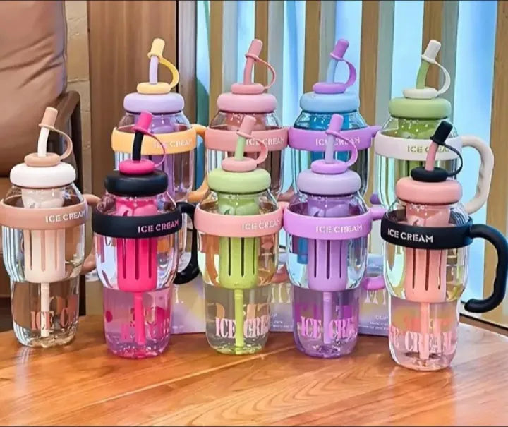 1300ML Large Capacity Detox Water Bottle with Straw for Girls | Leakproof Plastic Sports & Gym Mug