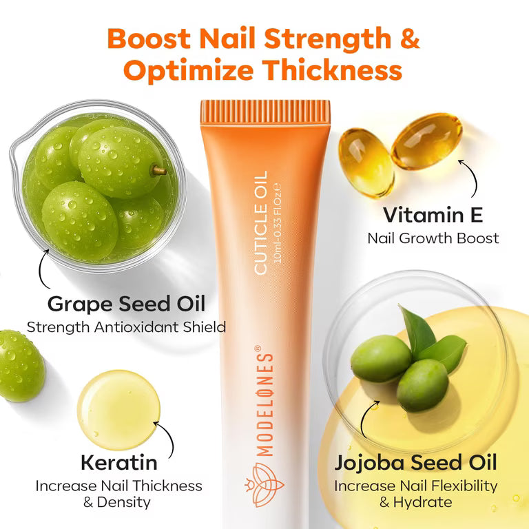 Modelones Cuticle Oil Pen | Orange Fragrance with Keratin, Jojoba & Vitamin E for Nail Growth & Strength