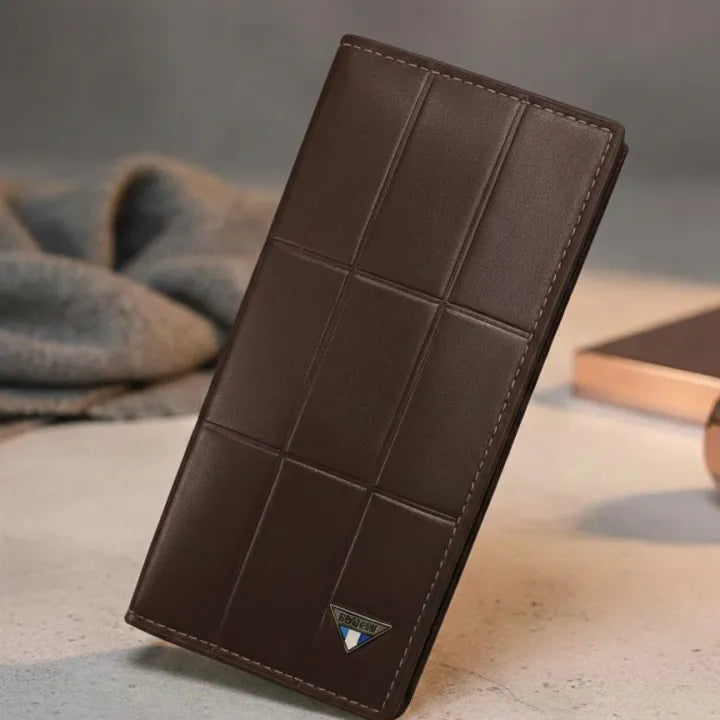 Men’s Premium Check Pattern Leather Wallet – Stylish Bifold Design