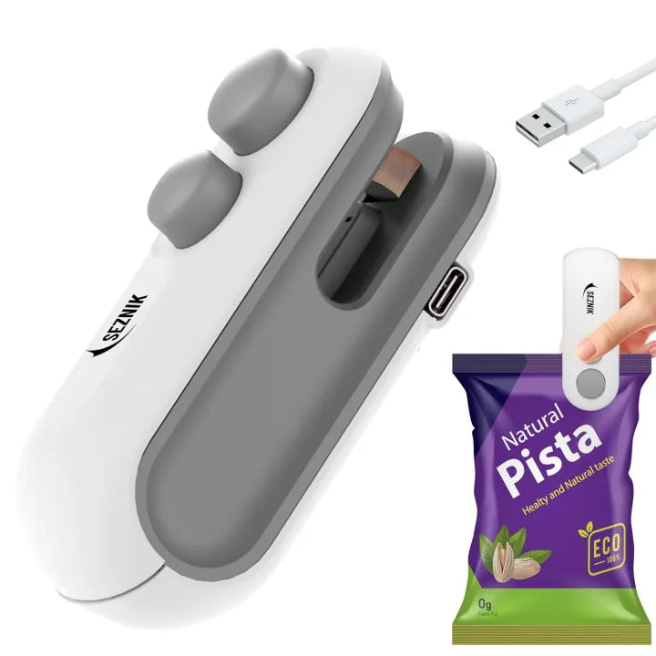 Mini Seal Machine, 2 in 1 USB Rechargeable Magnetic Heat Sealing & Cutting, Portable Handheld Vacuum Sealer for Food, Snacks, Chips, Fresh Storage