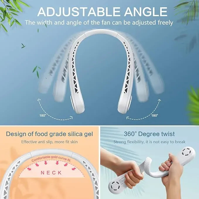 Portable Neck Fan, Hands Free Bladeless Fan, Headphone Design, USB Powered Desk Fan,3 Speeds