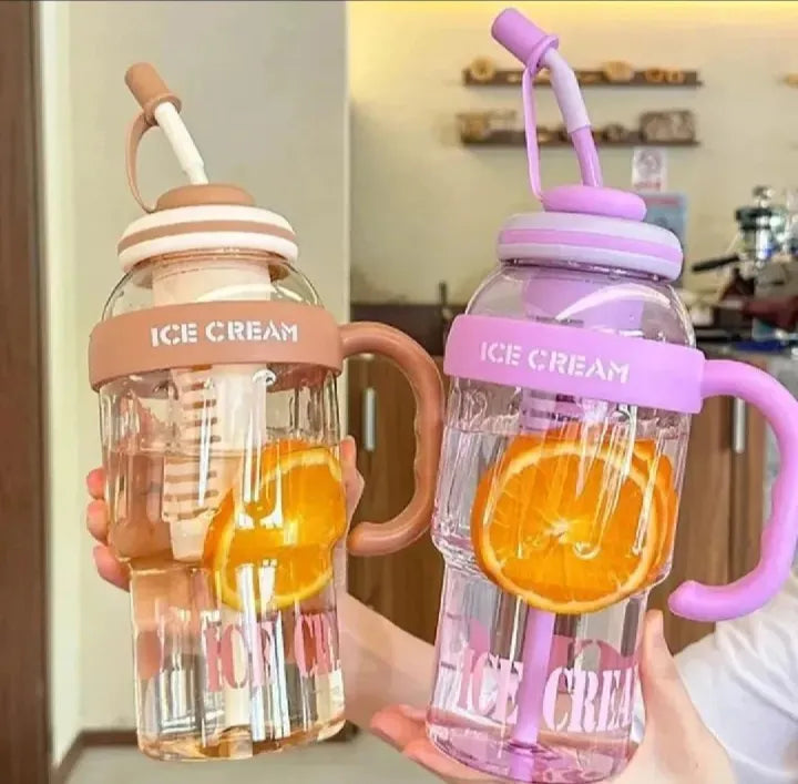 1300ML Large Capacity Detox Water Bottle with Straw for Girls | Leakproof Plastic Sports & Gym Mug