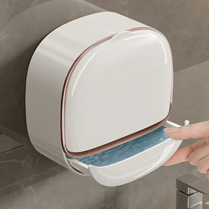 Luxury Soap Holder with Drain Tray, Waterproof Soap Dish with Drainage Box, Soap Box