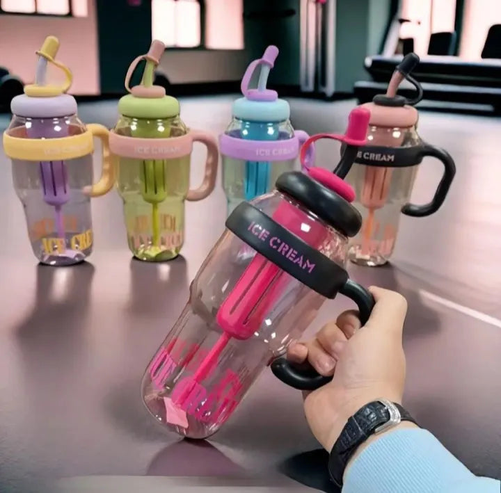 1300ML Large Capacity Detox Water Bottle with Straw for Girls | Leakproof Plastic Sports & Gym Mug