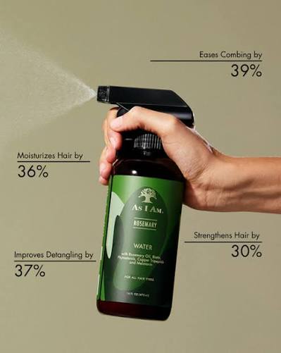 As I Am Rosemary Water Spray – Daily Scalp & Hair Strengthening Mist with Biotin & Melatonin