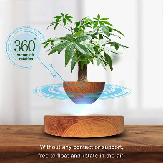 Levitating Magnetic Floating Plant Pot – 360° Rotating Air Bonsai Planter for Home & Executive Office Decor