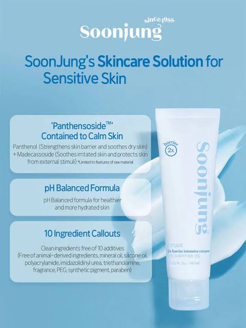 Etude SoonJung 2x Barrier Intensive Cream | Panthensoside™ Moisturizer for Sensitive Skin