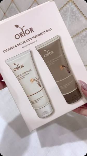Orior Rice Face Wash & Rice Grain Scrub Duo | Glass Skin Infused with Rice Essentials & Extract
