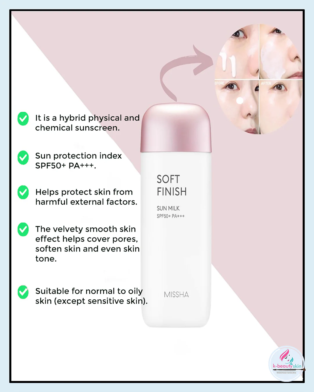 MISSHA All Around Safe Block Soft Finish Sun Milk SPF50+ PA+++ (70ml)